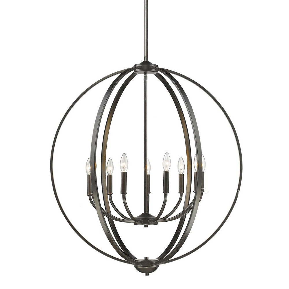 Golden Lighting-3167-9 EB-Colson - 9 Light Chandelier in Durable style - 35 Inches high by 31 Inches wide No Shade  Etruscan Bronze Finish